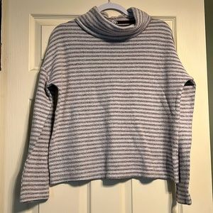 Red & White Striped Cowl Neck Sweater